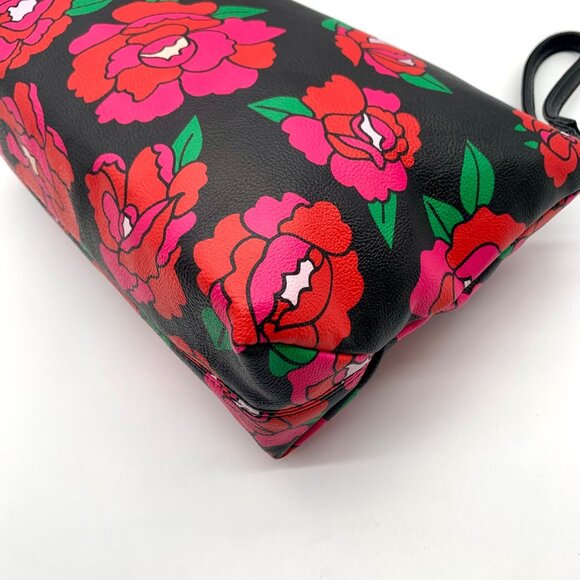 Betsey Johnson Black Floral Printed Large Zip Pouch - Picture 7 of 11